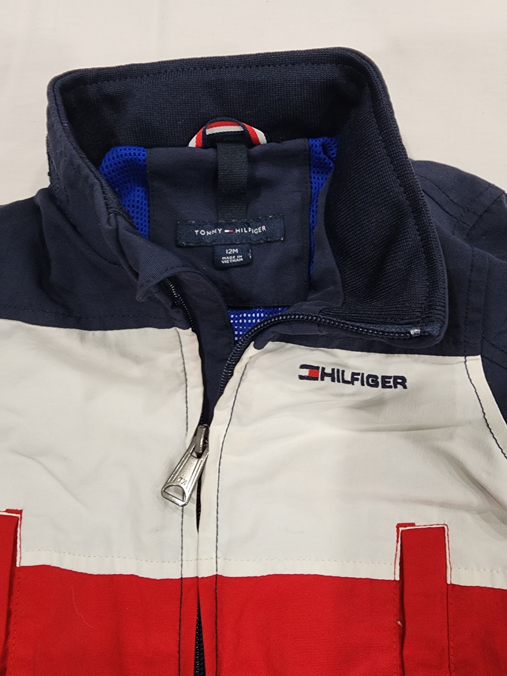 Tommy Hilfiger Kids Navy White & Red Colorblock Puffer Jacket